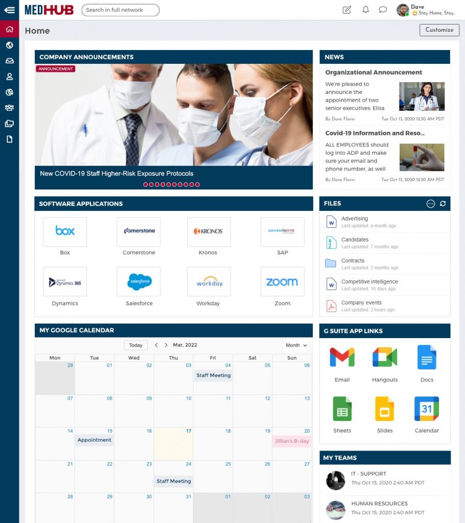 Intranet sample for healthcare