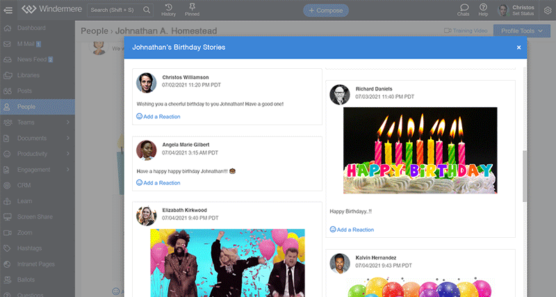 Wish your coworkers happy birthday with automated story collection and interactive well wishes