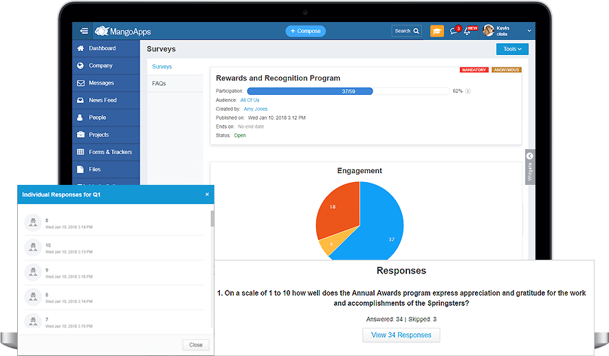 MangoApps retail survey creation environment